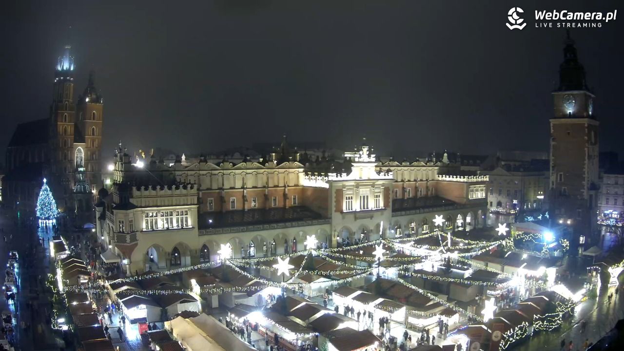 Kraków - widok na Rynek Główny - 21 grudzień 2025, 22:00