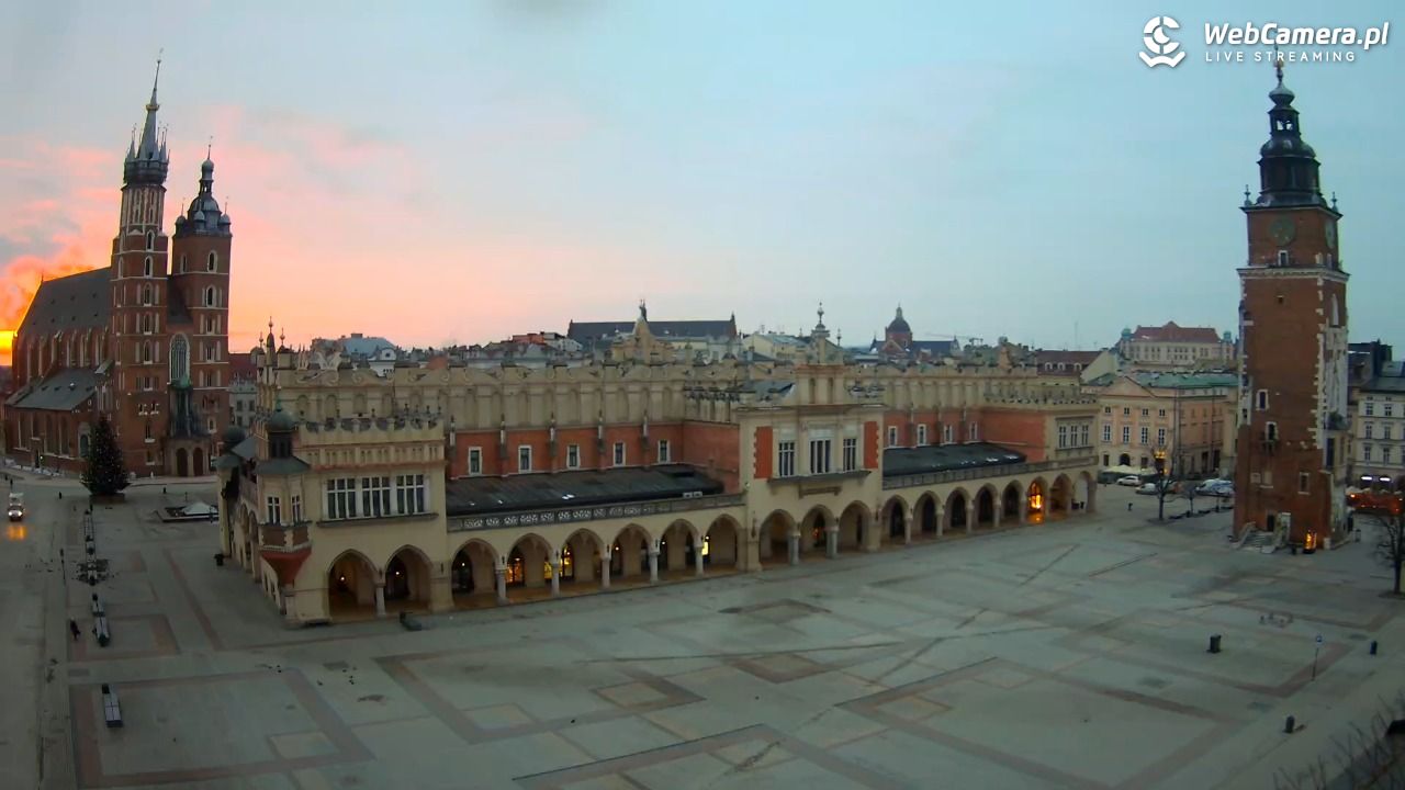Kraków - widok na Rynek Główny - 02 luty 2026, 07:21