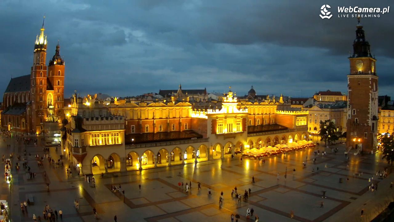 Kraków - widok na Rynek Główny - 21 lipiec 2026, 21:04