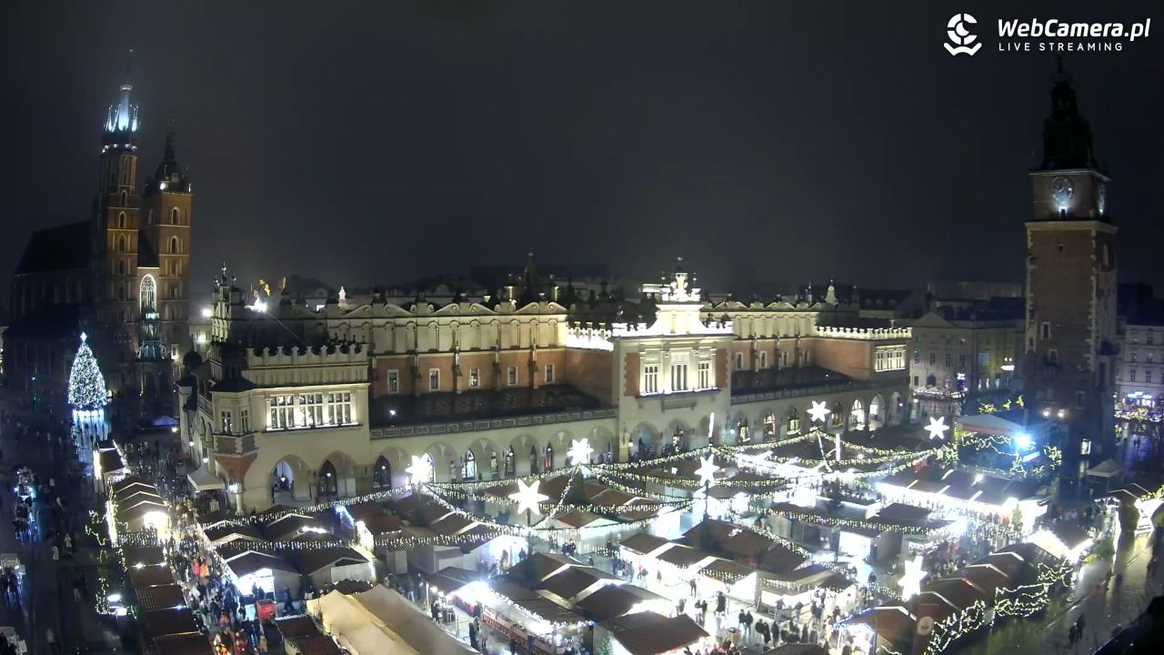 Kraków - widok na Rynek Główny - 21 grudzień 2025, 21:22