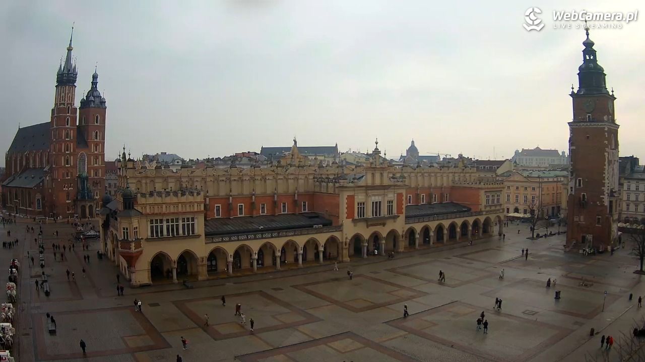 Kraków - widok na Rynek Główny - 05 luty 2026, 13:39