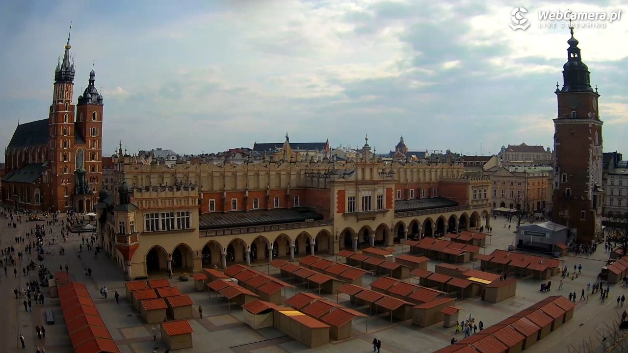 Kraków - widok na Rynek Główny - 22 marzec 2026, 13:29