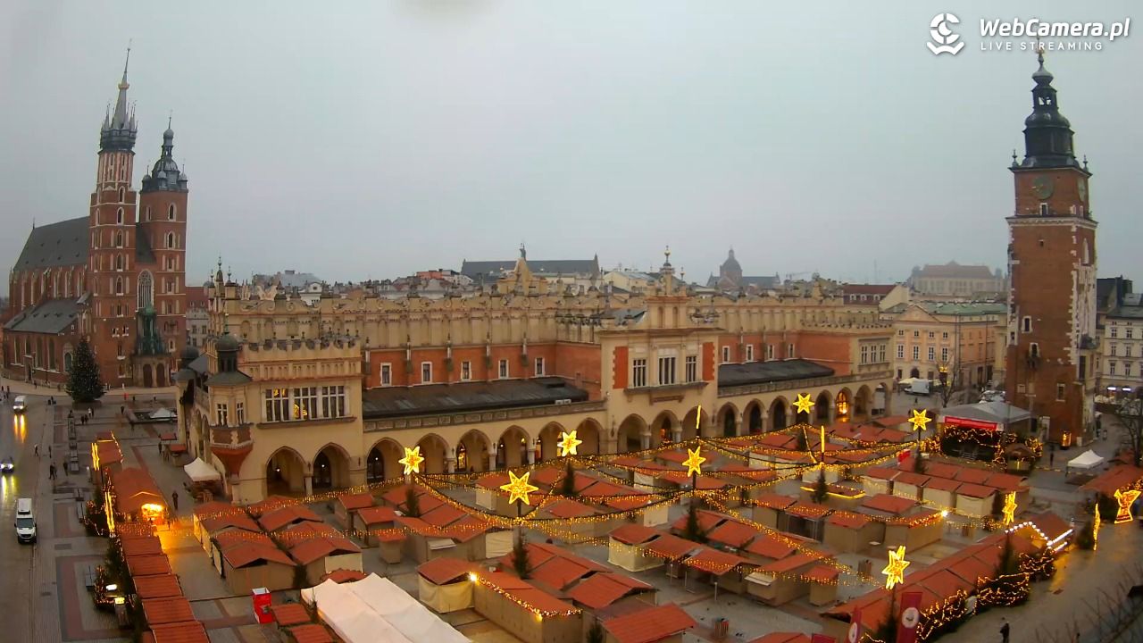 Kraków - widok na Rynek Główny - 22 grudzień 2025, 07:45