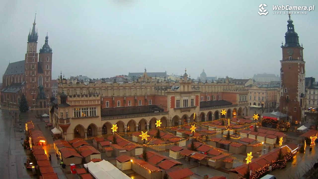 Kraków - widok na Rynek Główny - 21 grudzień 2025, 07:44
