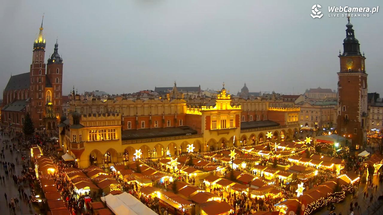 Kraków - widok na Rynek Główny - 21 grudzień 2025, 15:50
