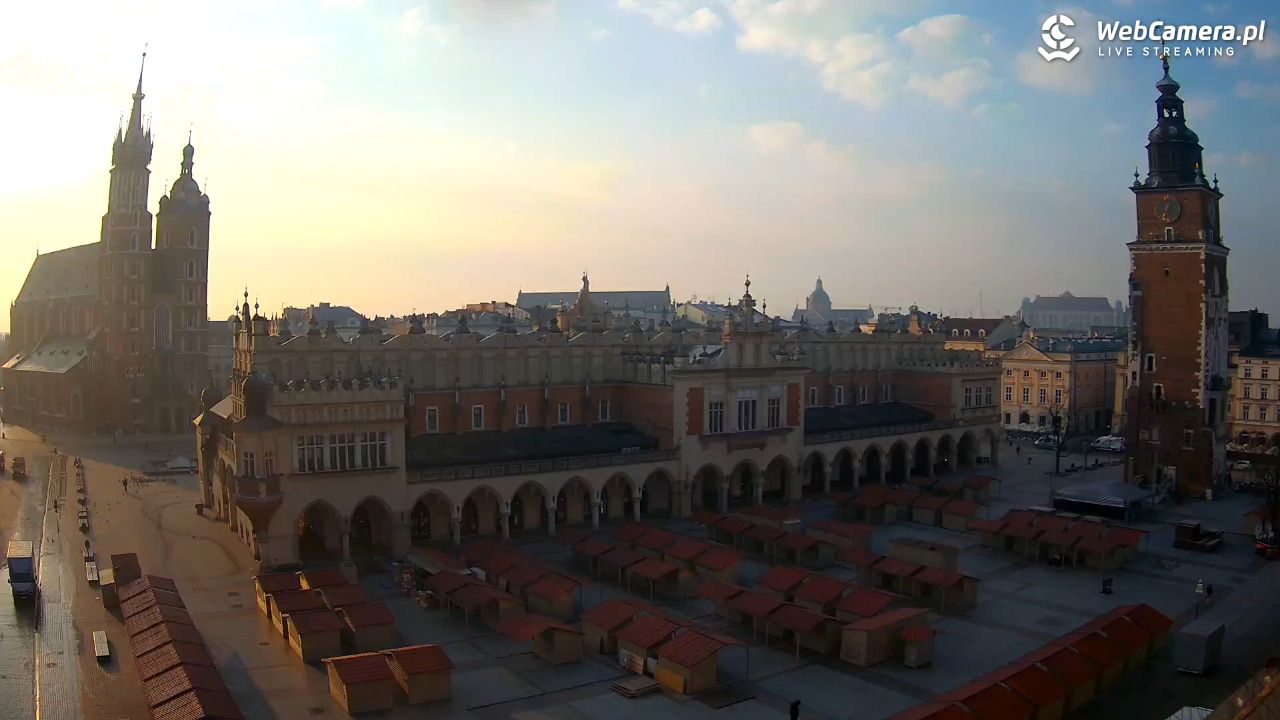 Kraków - widok na Rynek Główny - 20 marzec 2026, 07:00