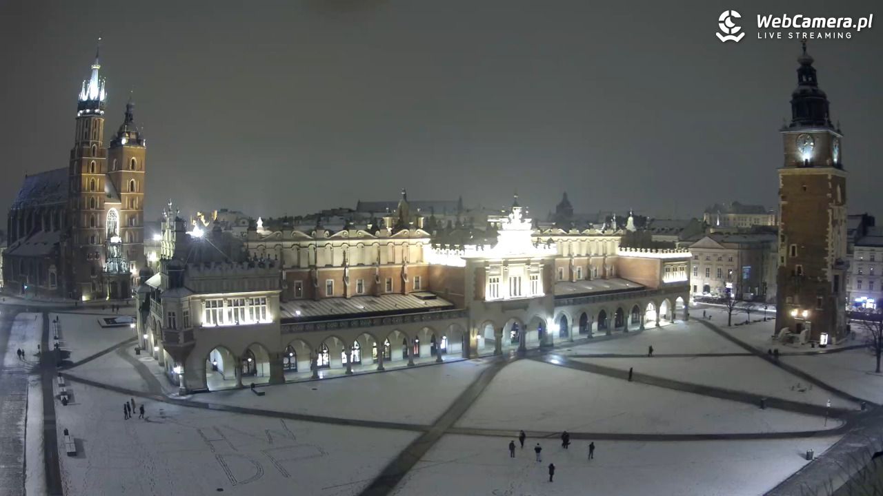 Kraków - widok na Rynek Główny - 04 luty 2026, 01:08
