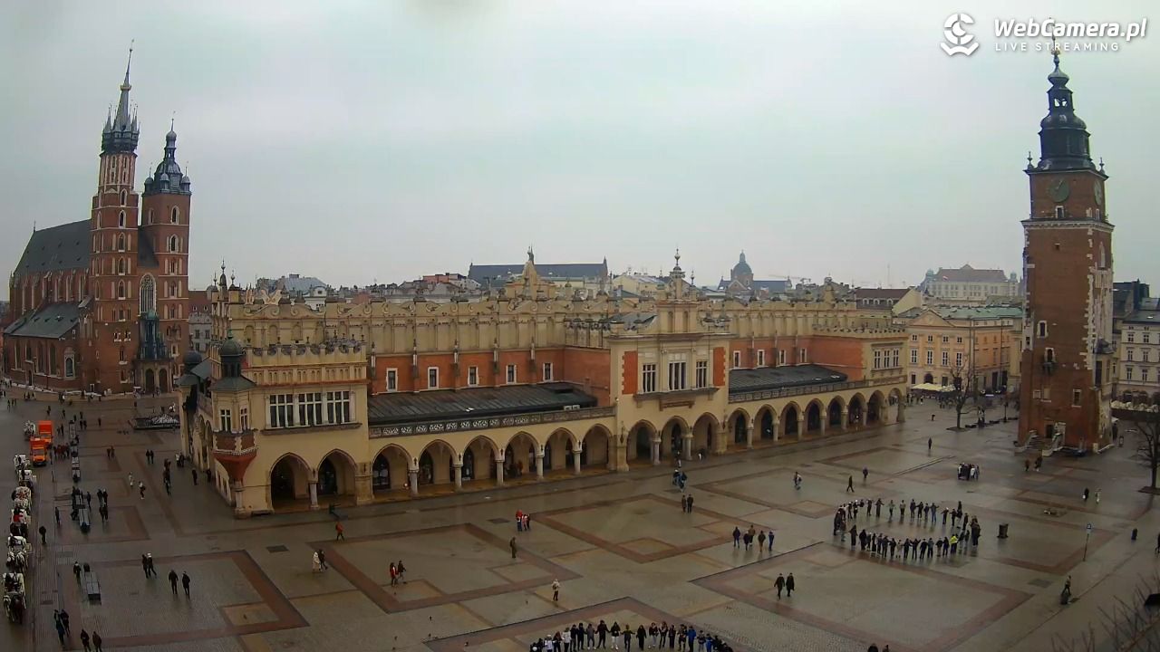 Kraków - widok na Rynek Główny - 05 luty 2026, 12:40
