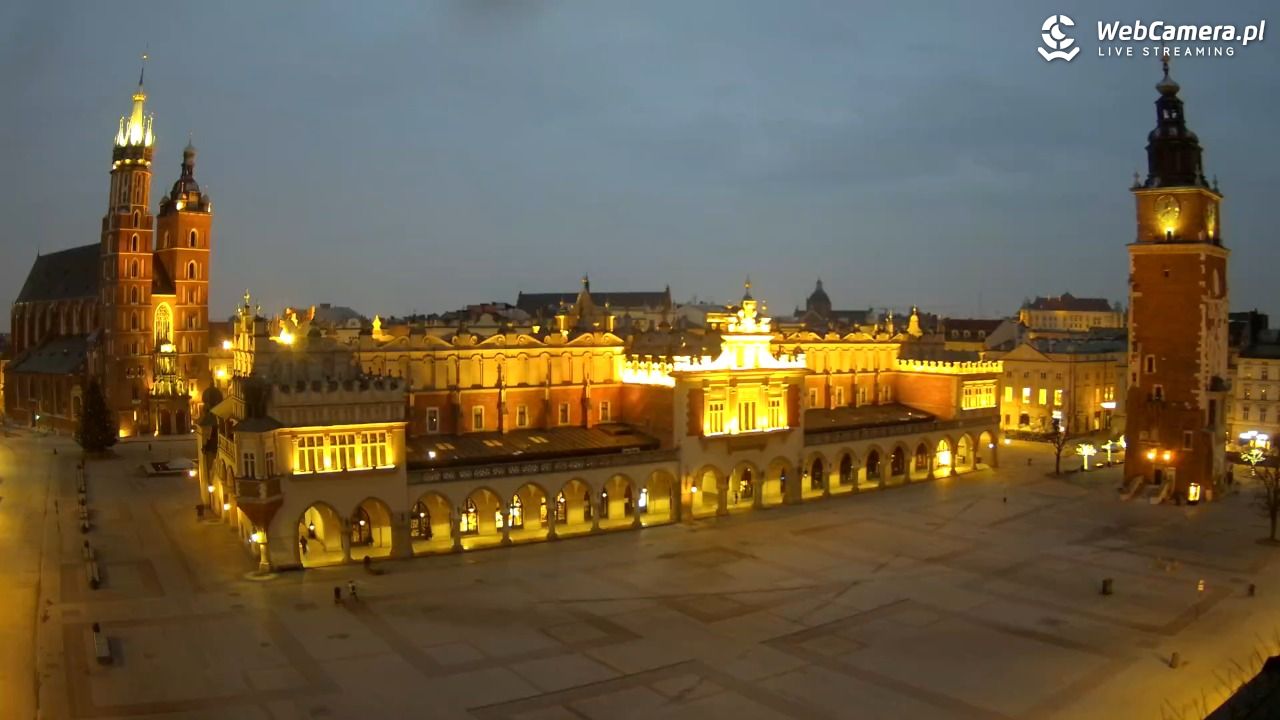 Kraków - widok na Rynek Główny - 03 luty 2026, 06:42