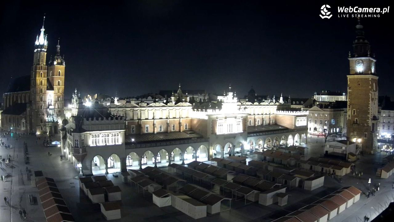 Kraków - widok na Rynek Główny - 21 marzec 2026, 23:15