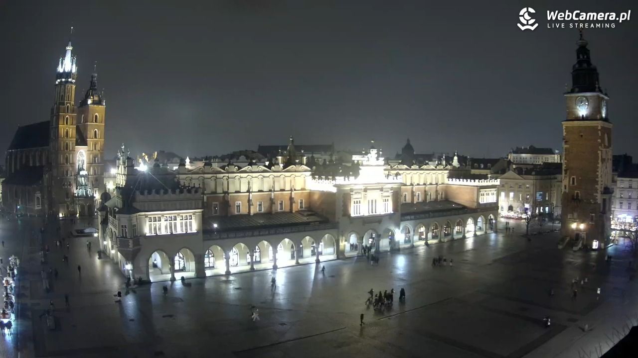 Kraków - widok na Rynek Główny - 05 luty 2026, 18:55