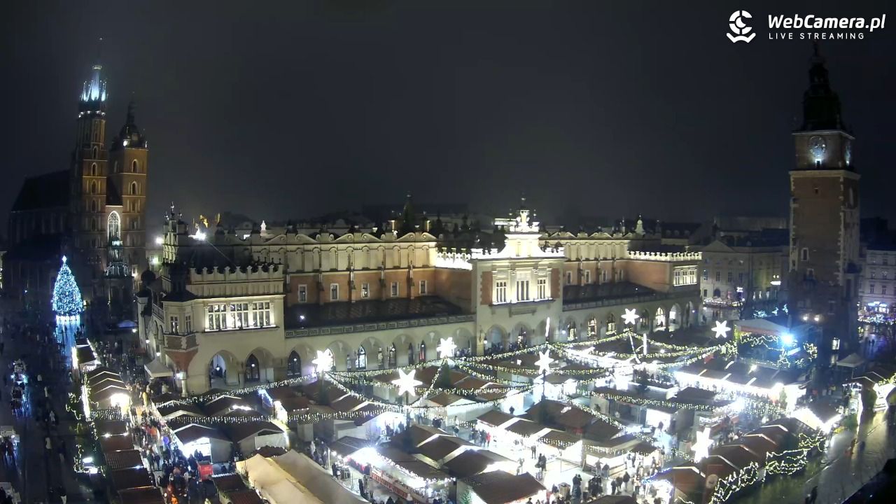 Kraków - widok na Rynek Główny - 21 grudzień 2025, 21:22