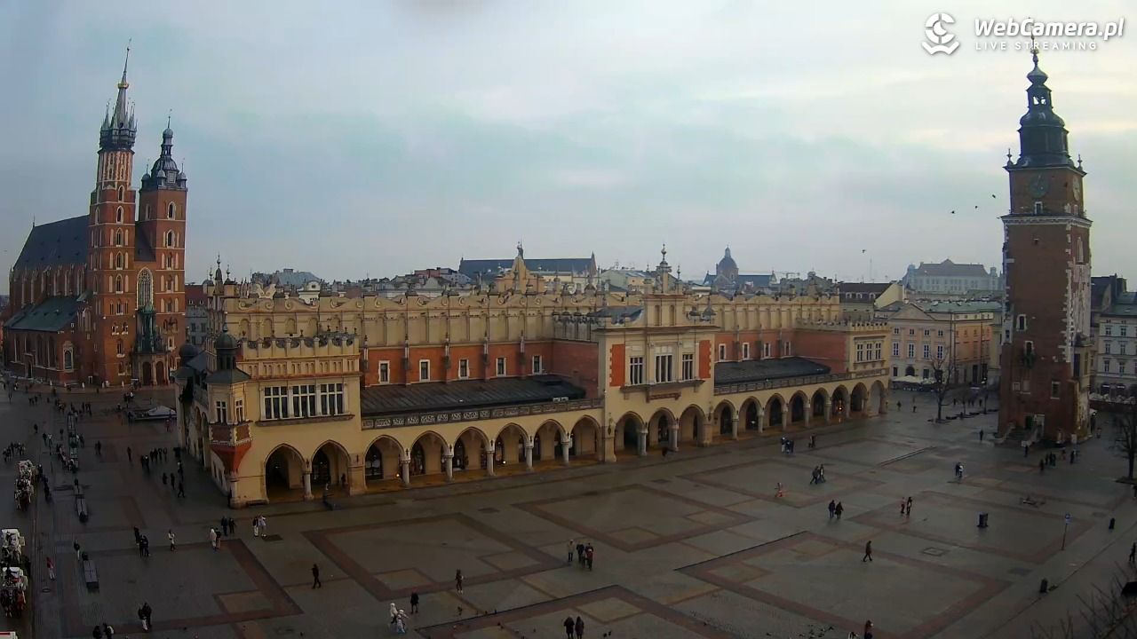 Kraków - widok na Rynek Główny - 05 luty 2026, 15:40
