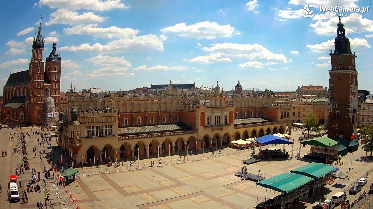 Kraków - widok na Rynek Główny - 29 maj 2026, 13:05