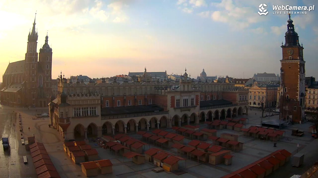 Kraków - widok na Rynek Główny - 20 marzec 2026, 06:44