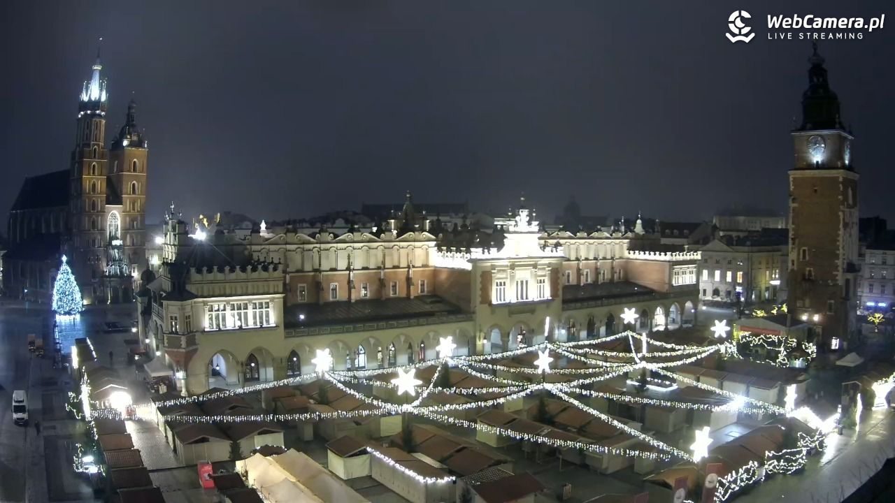 Kraków - widok na Rynek Główny - 22 grudzień 2025, 06:48