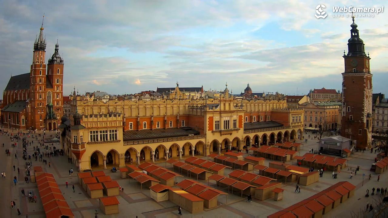 Kraków - widok na Rynek Główny - 22 marzec 2026, 16:53