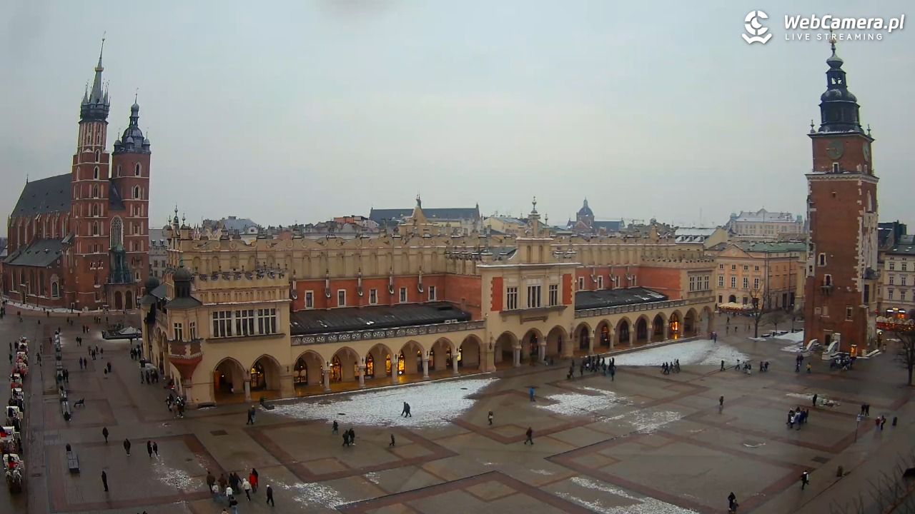 Kraków - widok na Rynek Główny - 04 luty 2026, 16:20