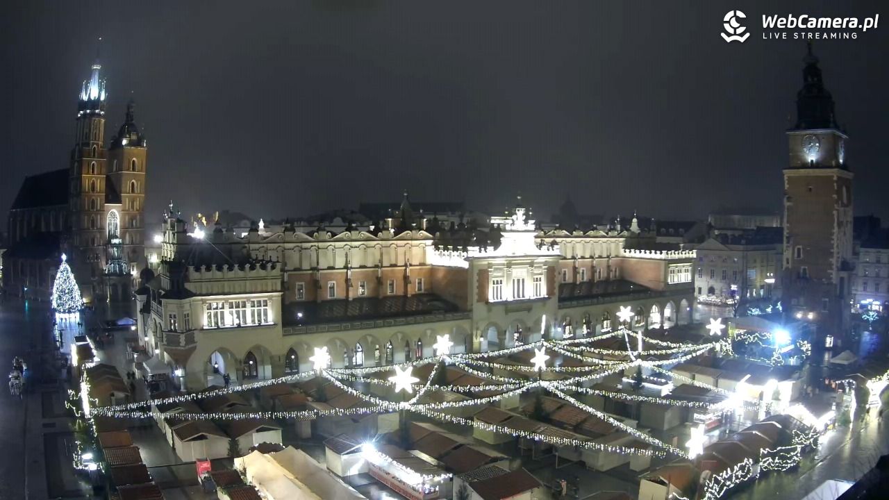 Kraków - widok na Rynek Główny - 21 grudzień 2025, 23:32