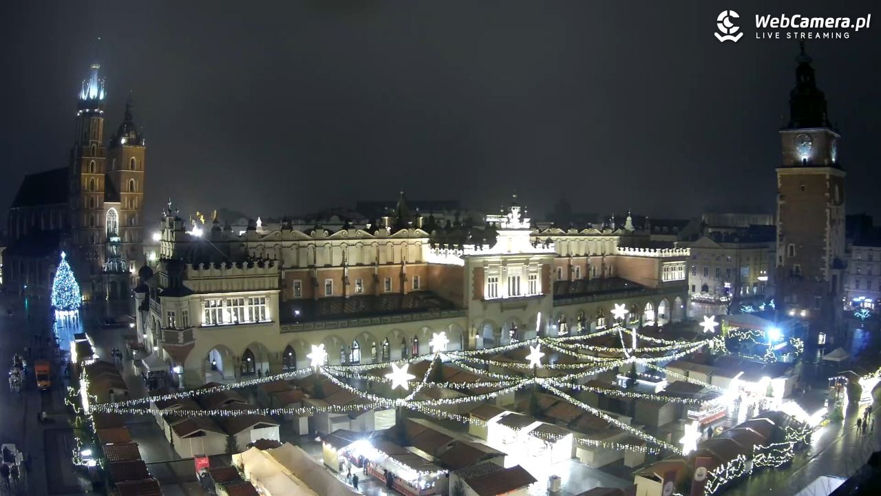 Kraków - widok na Rynek Główny - 21 grudzień 2025, 23:17