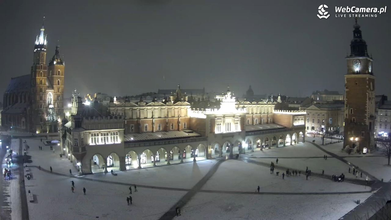 Kraków - widok na Rynek Główny - 03 luty 2026, 22:03