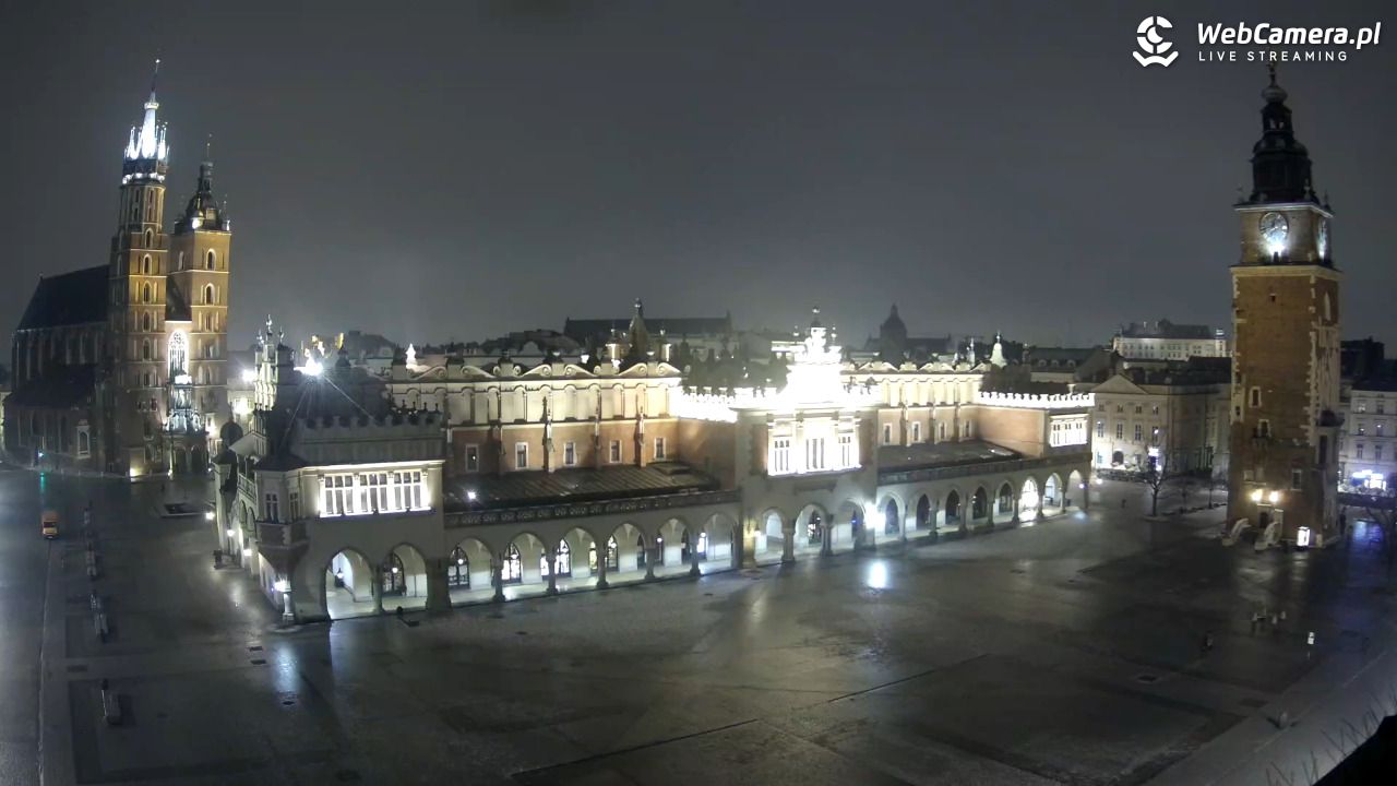 Kraków - widok na Rynek Główny - 05 luty 2026, 06:16
