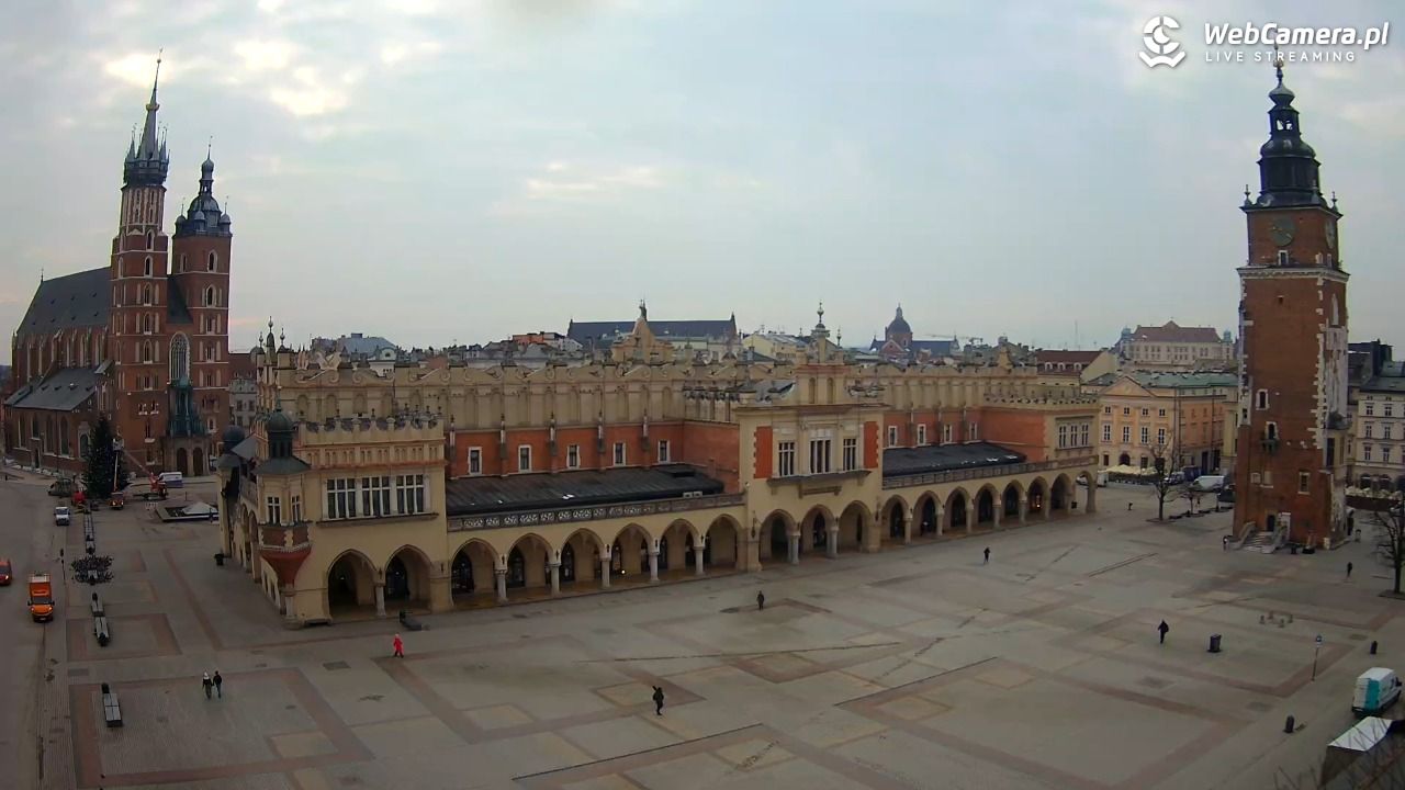 Kraków - widok na Rynek Główny - 03 luty 2026, 08:57