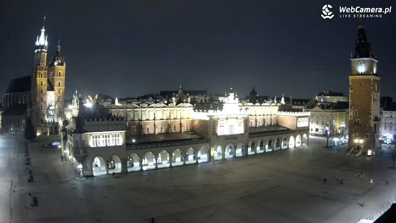 Kraków - widok na Rynek Główny - 03 luty 2026, 01:35