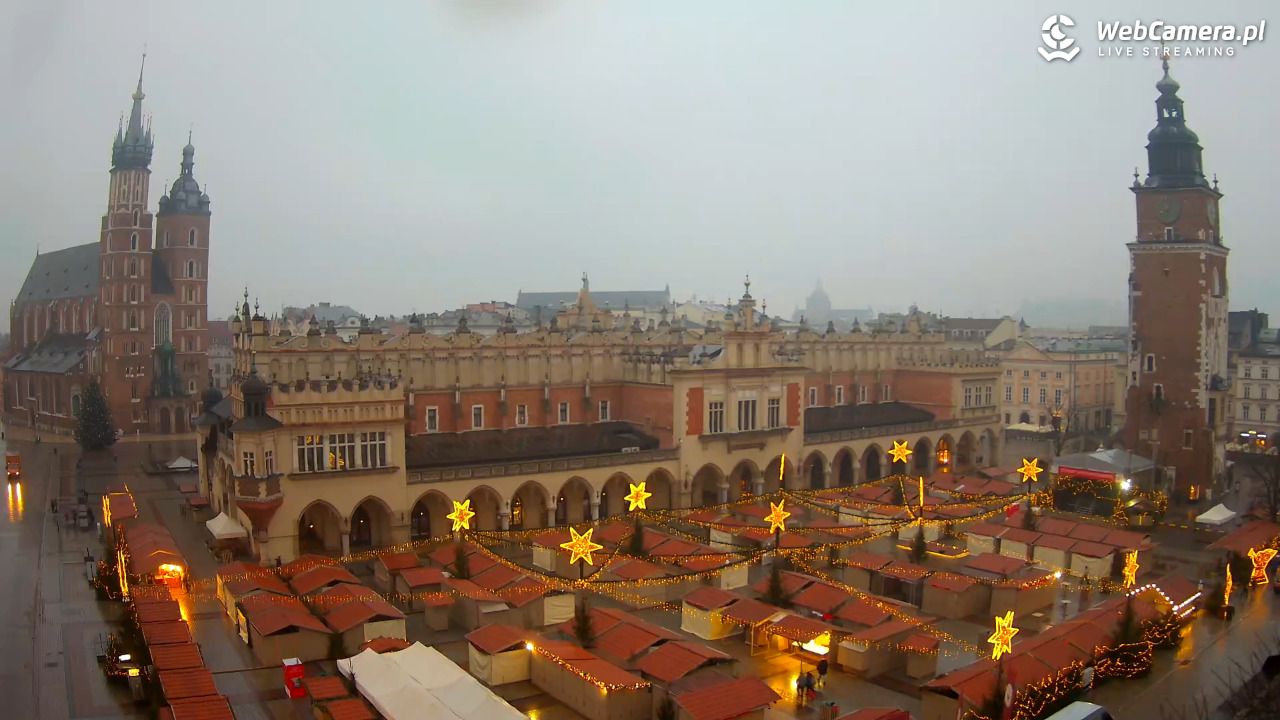 Kraków - widok na Rynek Główny - 21 grudzień 2025, 08:00