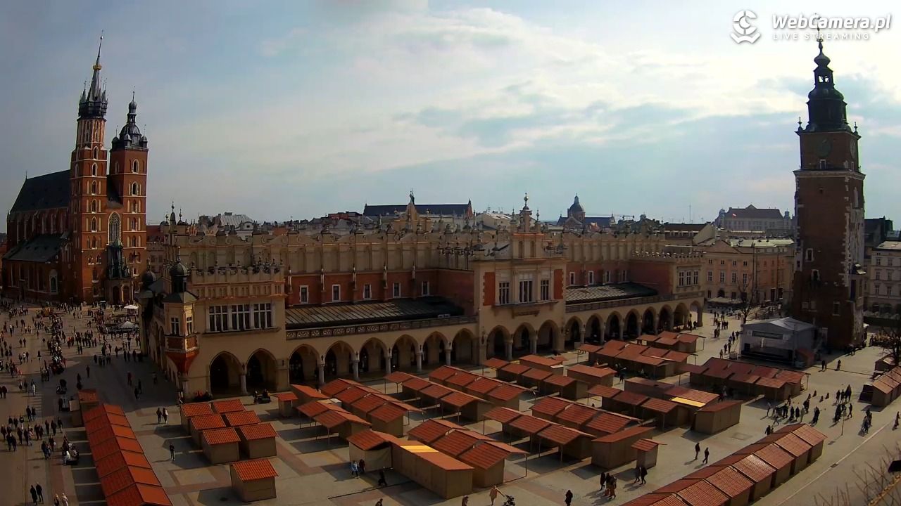 Kraków - widok na Rynek Główny - 22 marzec 2026, 13:07