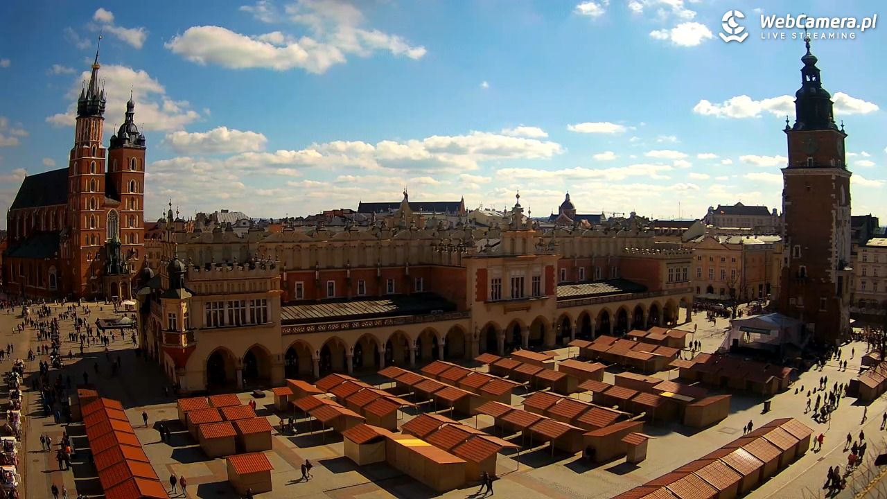 Kraków - widok na Rynek Główny - 21 marzec 2026, 12:50