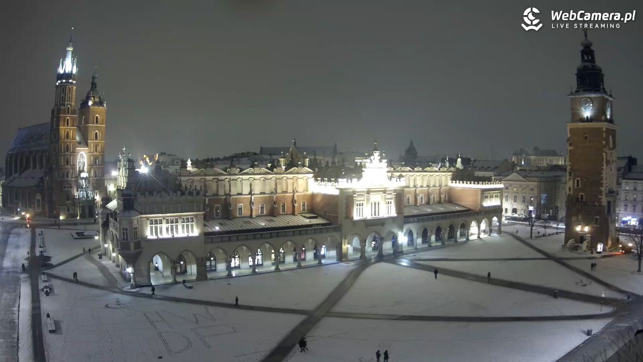 Kraków - widok na Rynek Główny - 04 luty 2026, 01:07