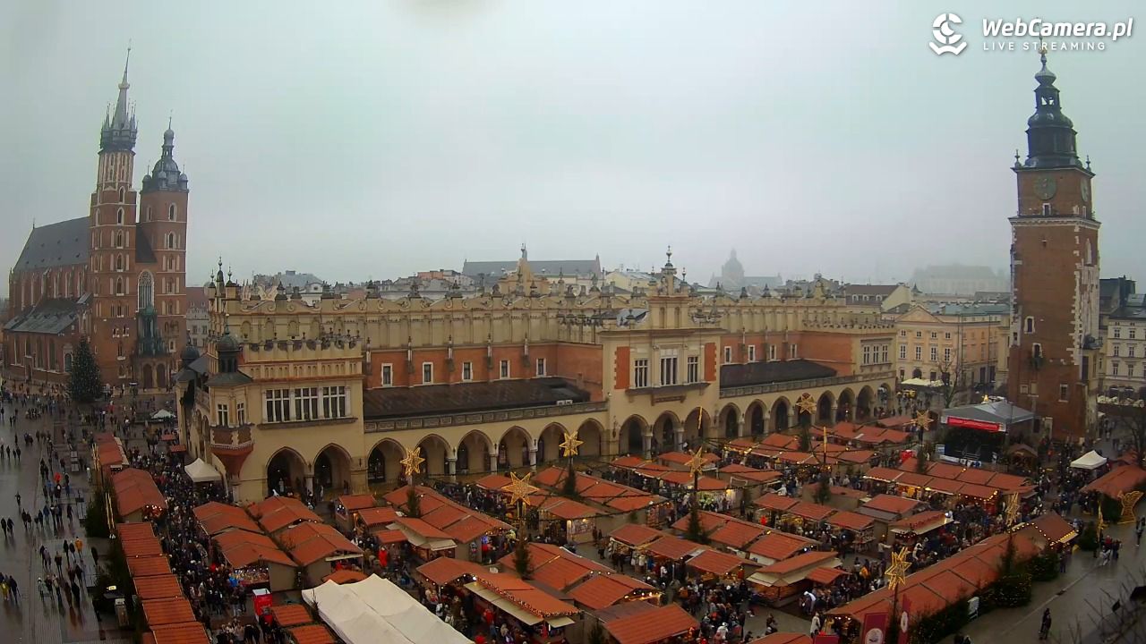 Kraków - widok na Rynek Główny - 21 grudzień 2025, 12:30