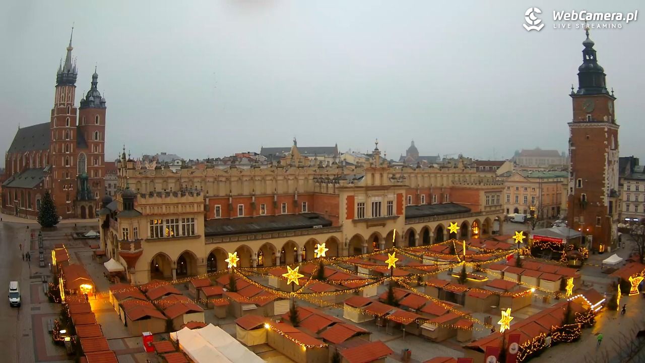 Kraków - widok na Rynek Główny - 22 grudzień 2025, 07:40