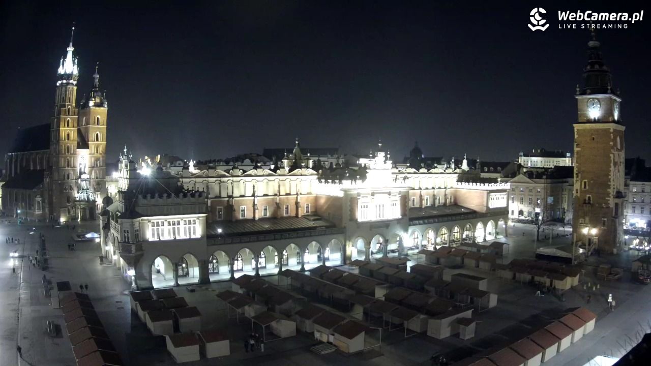 Kraków - widok na Rynek Główny - 20 marzec 2026, 00:01