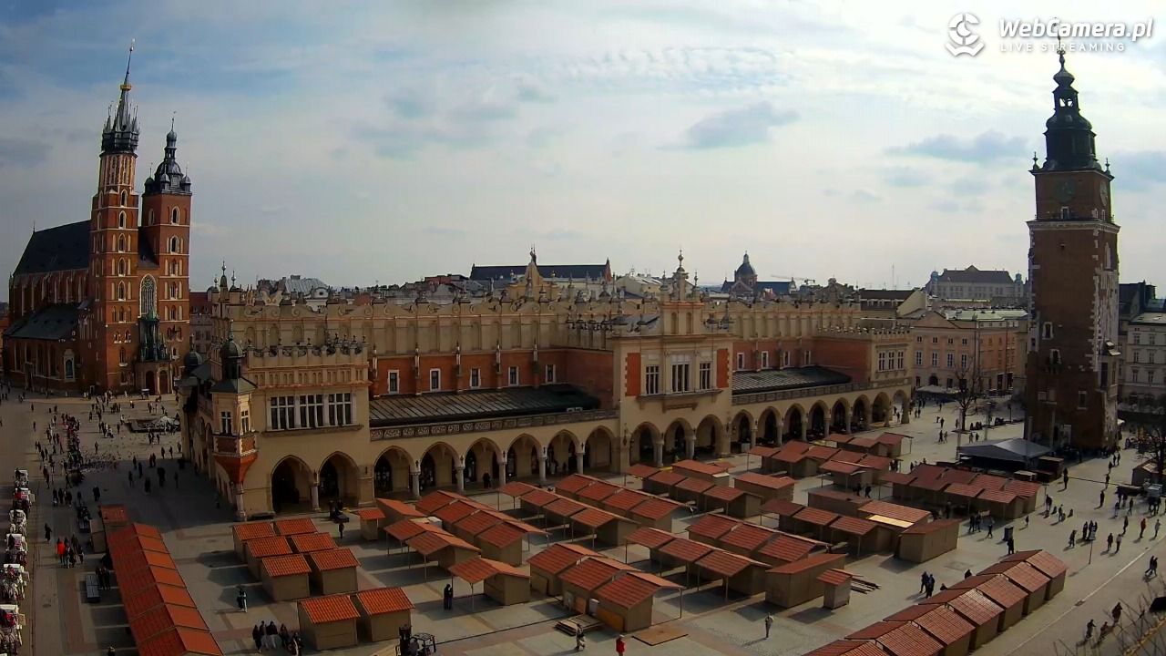 Kraków - widok na Rynek Główny - 20 marzec 2026, 13:20