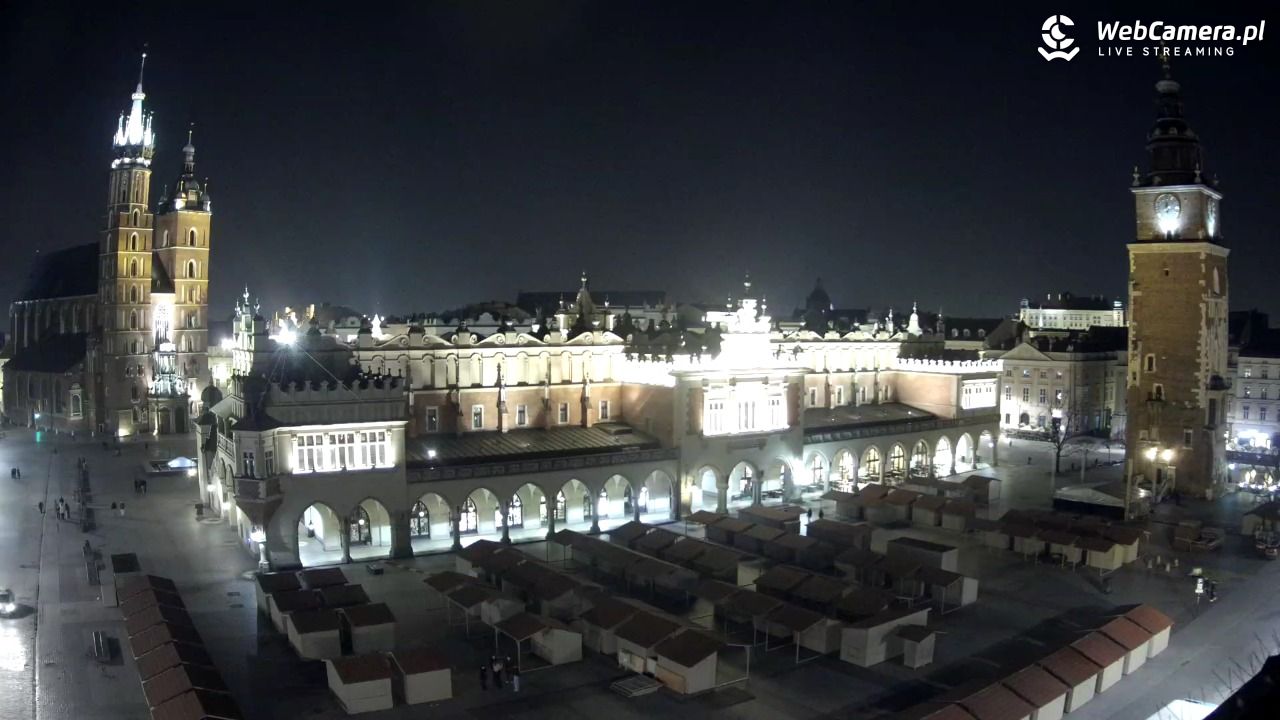 Kraków - widok na Rynek Główny - 20 marzec 2026, 00:01