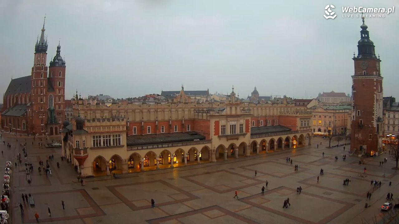 Kraków - widok na Rynek Główny - 05 luty 2026, 16:43