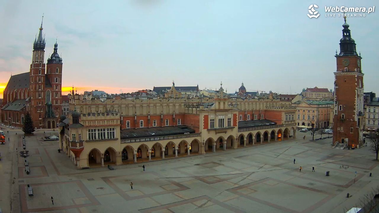 Kraków - widok na Rynek Główny - 02 luty 2026, 07:47