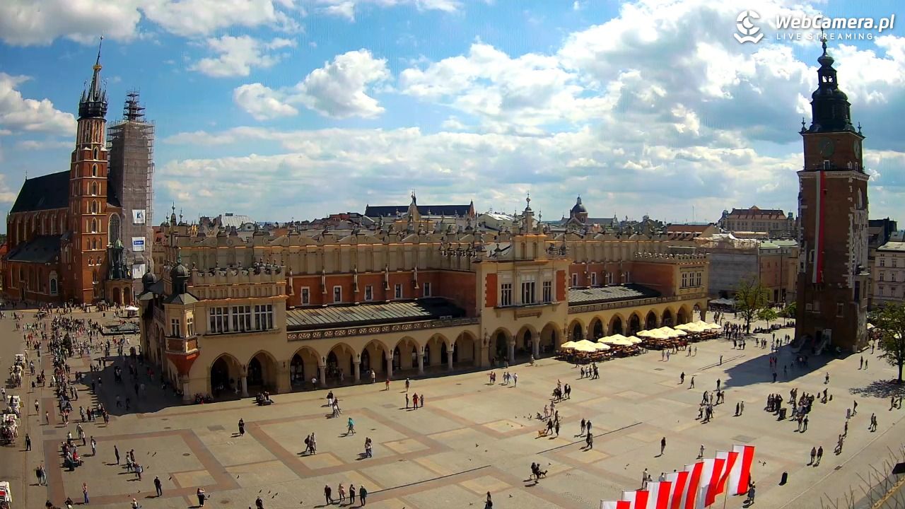Kraków - widok na Rynek Główny - 01 maj 2025, 13:40