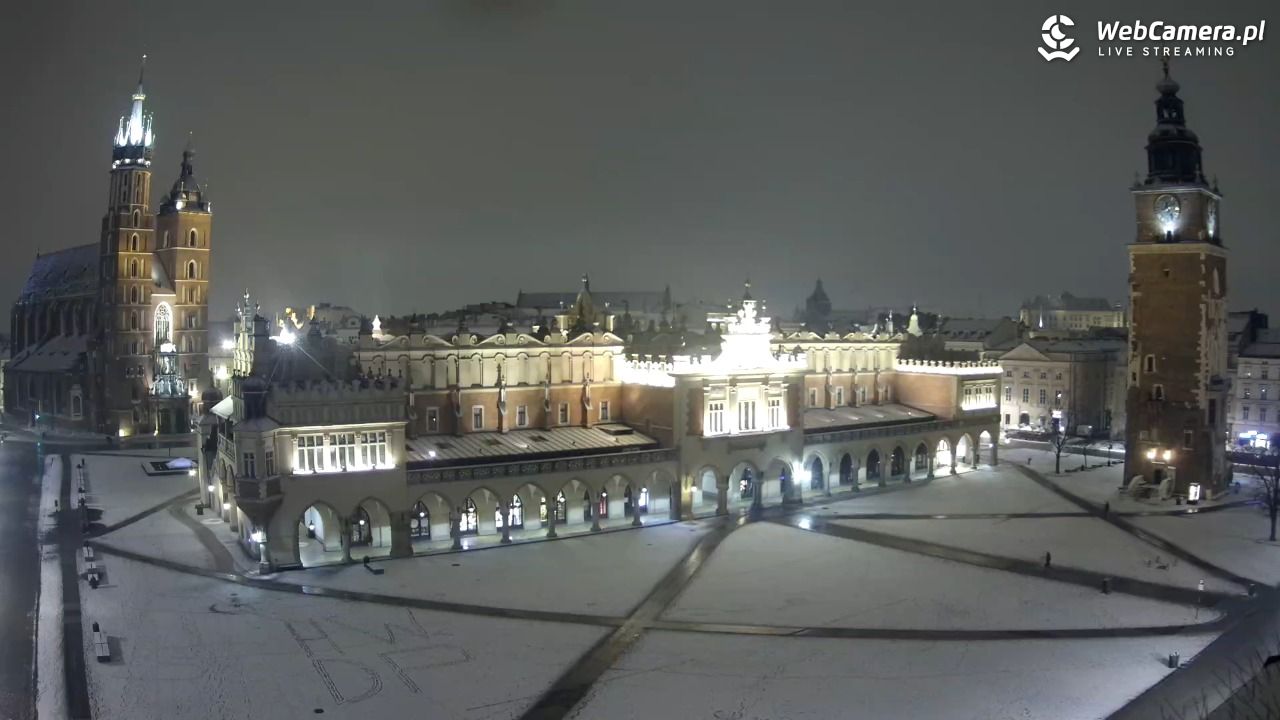 Kraków - widok na Rynek Główny - 04 luty 2026, 02:01