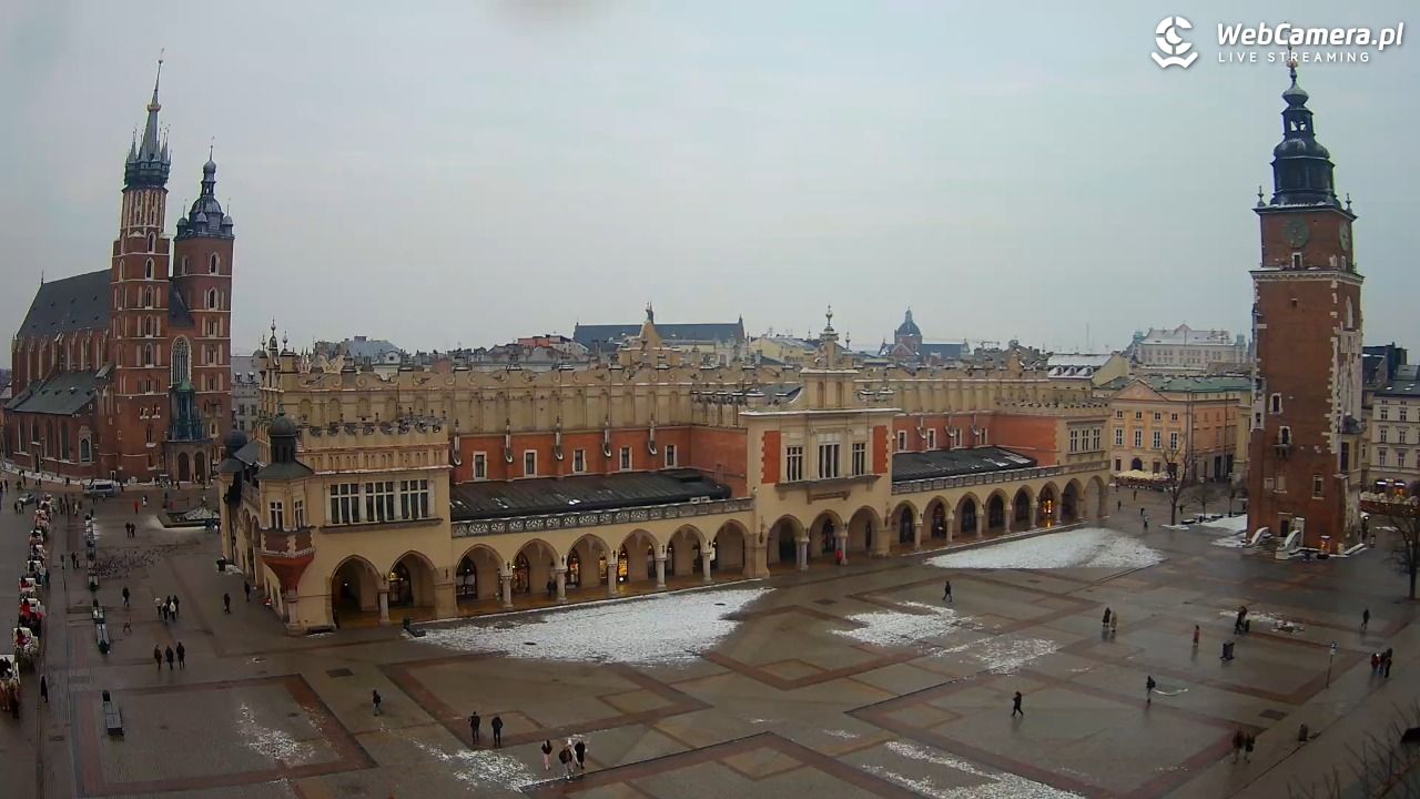 Kraków - widok na Rynek Główny - 04 luty 2026, 16:08