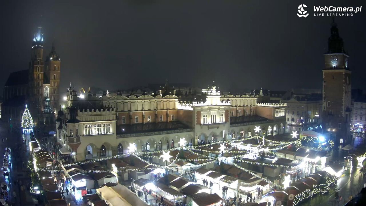 Kraków - widok na Rynek Główny - 21 grudzień 2025, 22:00