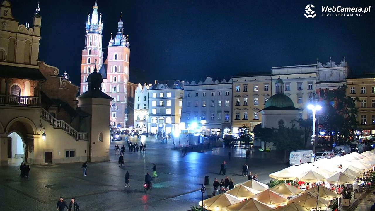 Kraków - widok na Rynek Główny - 26 wresień 2026, 22:46
