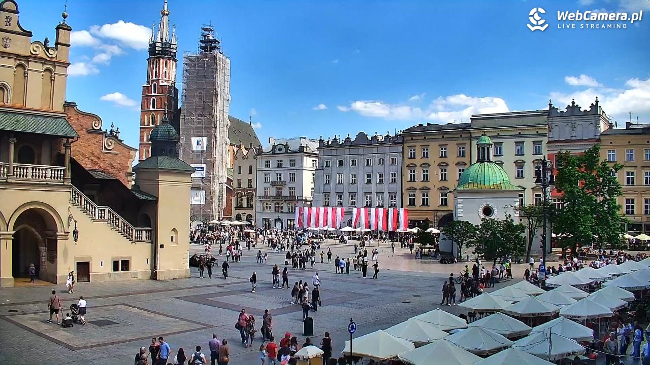 Kraków - widok na Rynek Główny - 01 maj 2025, 13:21