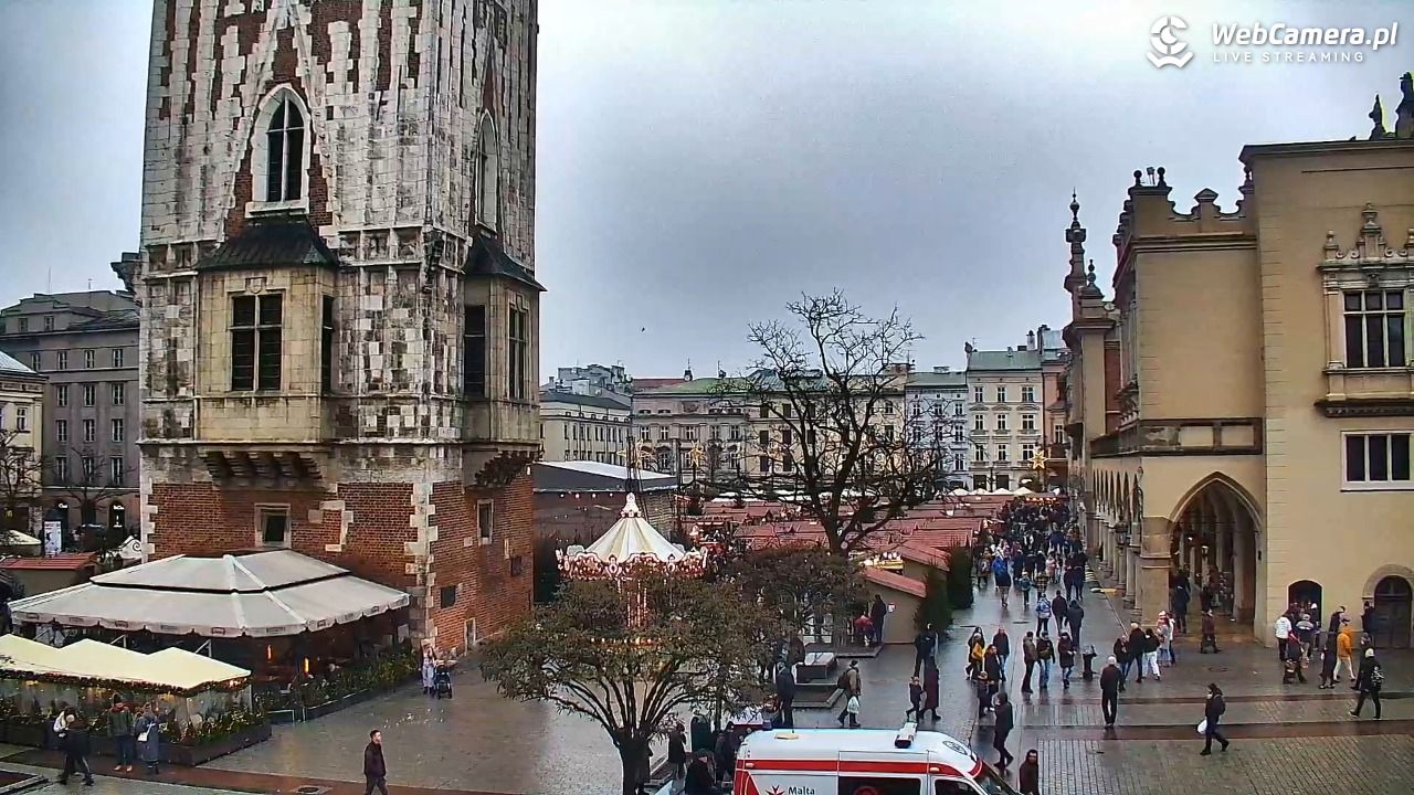 Kraków - widok na Rynek Główny - 21 grudzień 2025, 14:05