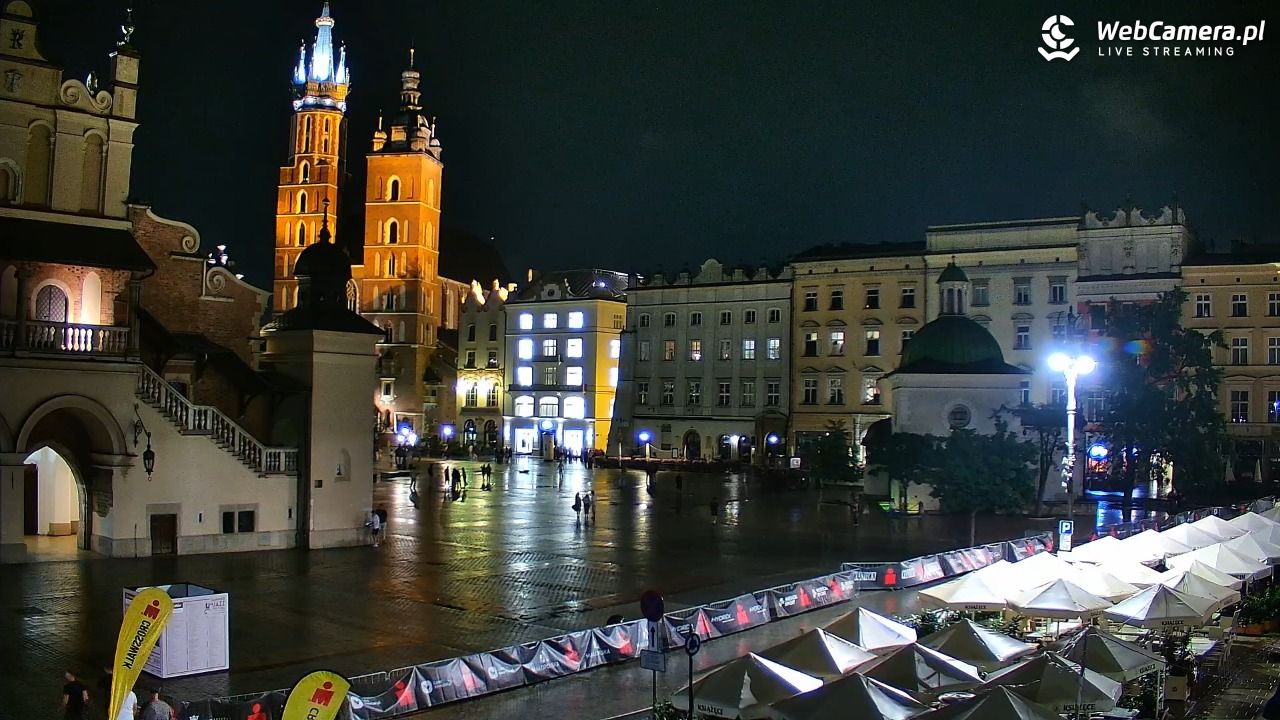 Kraków - widok na Rynek Główny - 02 sierpień 2026, 01:40