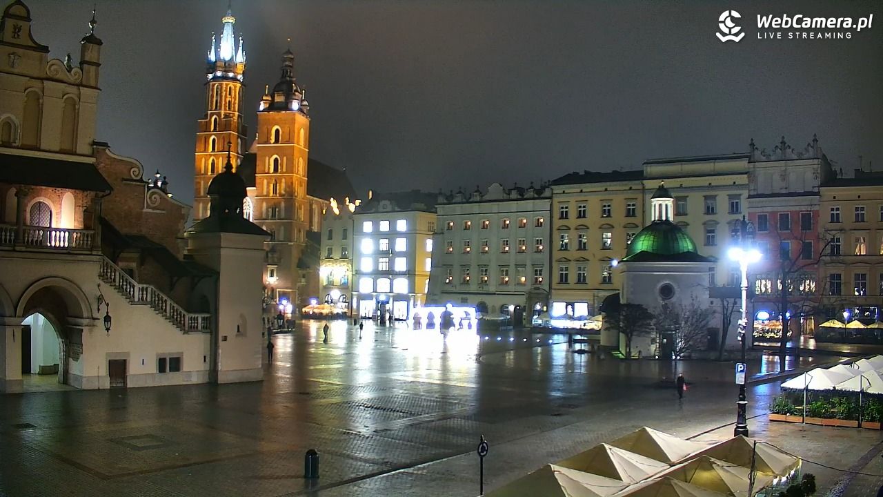 Kraków - widok na Rynek Główny - 21 grudzień 2025, 23:59