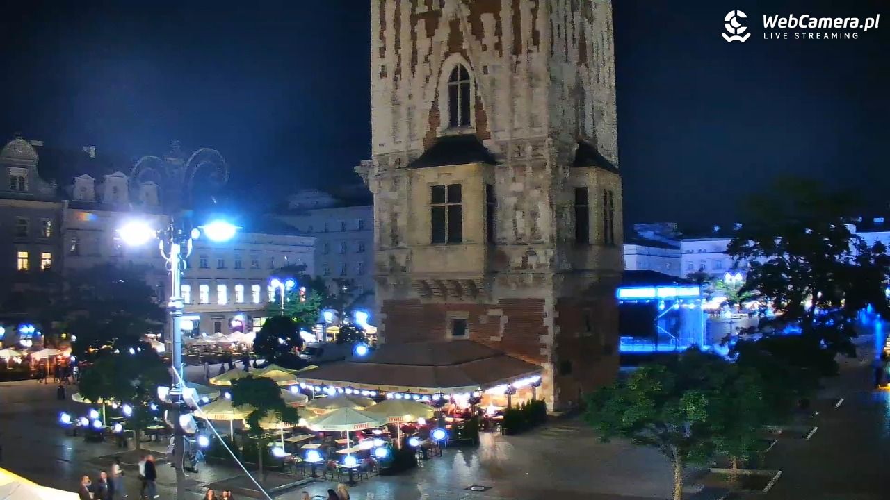 Kraków - widok na Rynek Główny - 26 wresień 2026, 22:39