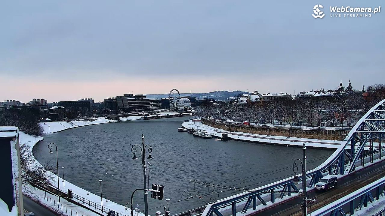 Kraków - widok na Wisłę i Most im. Marszałka Piłsudskiego - 16 luty 2026, 06:57